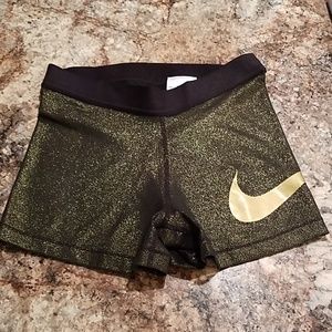 Nike pro dri-fit shimmer gold shorts - M